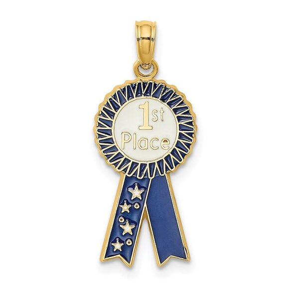 14k Yellow Gold Enamel 1st PLACE Ribbon Charm,All Products : American Fashion Style Bags On Sale